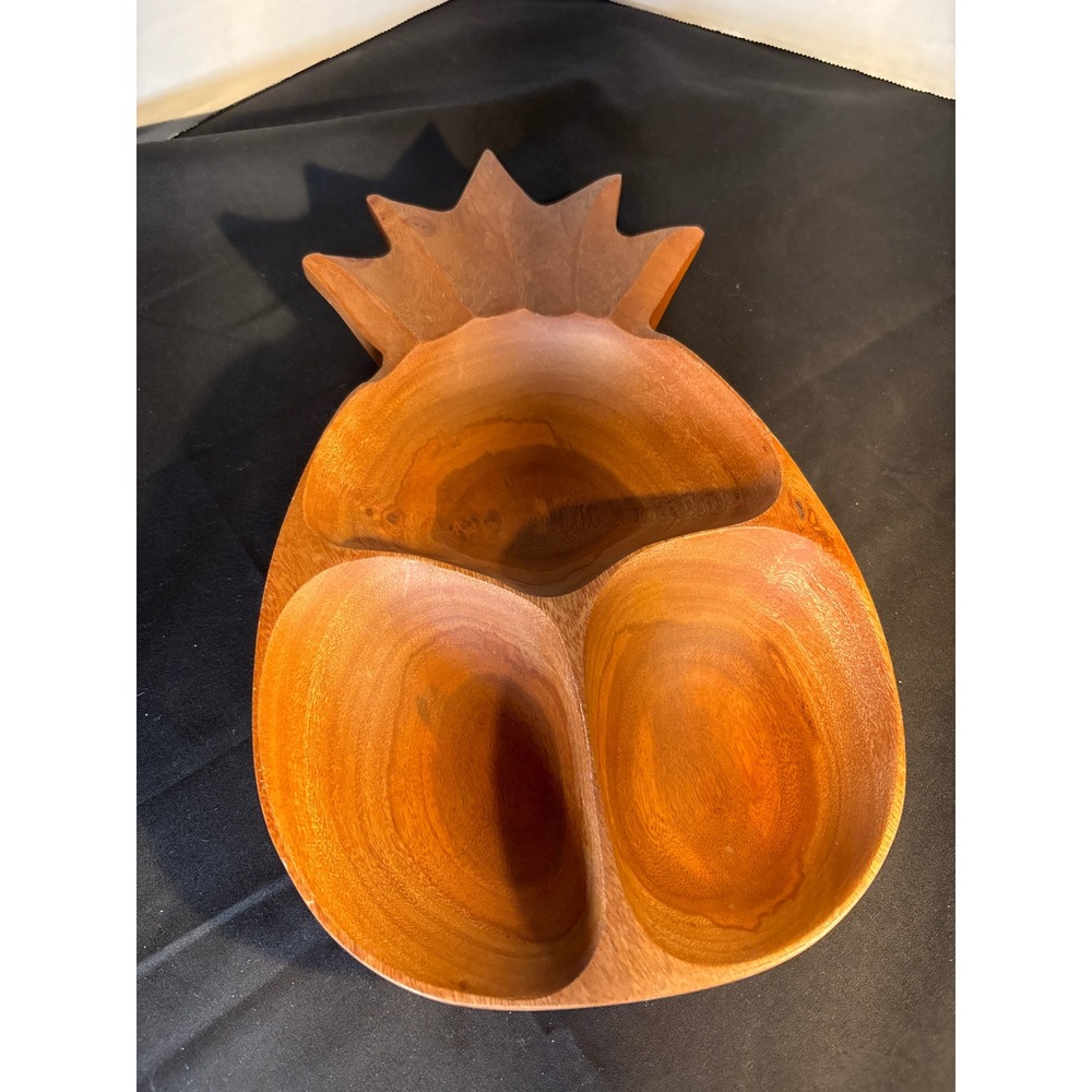 Lomano Wood Pineapple Shaped Divided Serving Tray Dish Made in Philippines - Picture 1 of 8